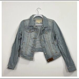 Anthropologie Pilcro Denim Jacket Womens Lightwash Pin Stripe Downtown Girl